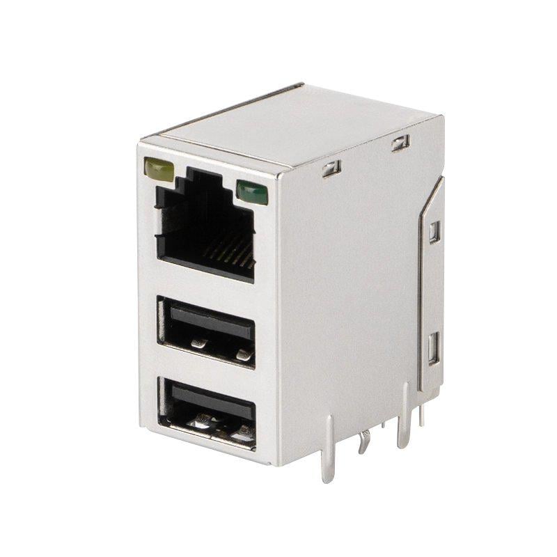 Гнездо RJ-45 + 2xUSB металлическое угловое монтажное (A151058) Гнездо RJ-45 + 2xUSB металлическое угловое монтажное (A151058)