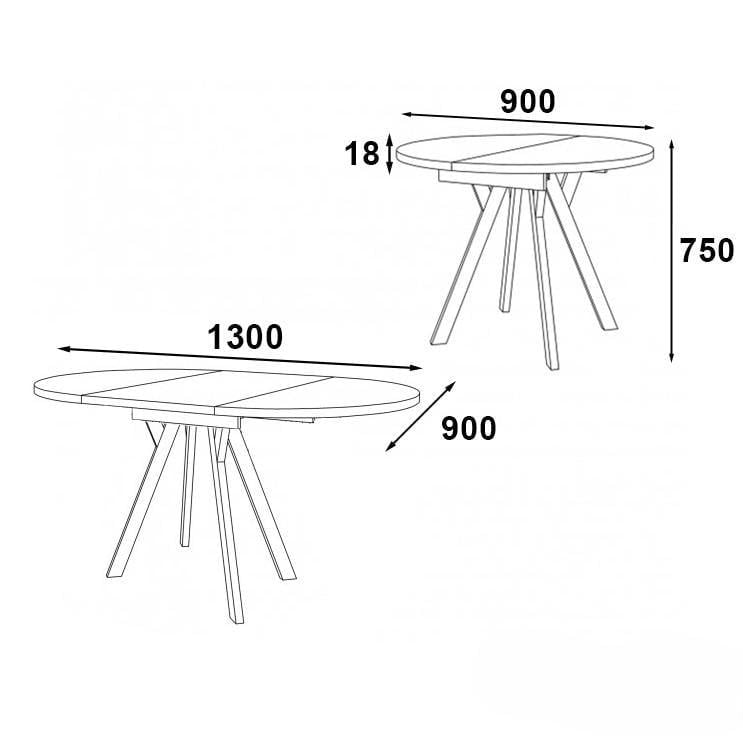 Стол кухонный раскладной RoMax Lite Slide Loft 90x80 см Дуб Эндгрейн/Черный - фото 5