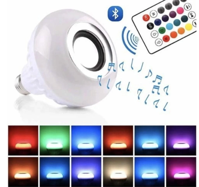 Лампочка с Bluetooth колонкой цветная Led Music Bulb Bluetooth EL-2108 RGB с пультом управления лампа с динамиком - фото 5