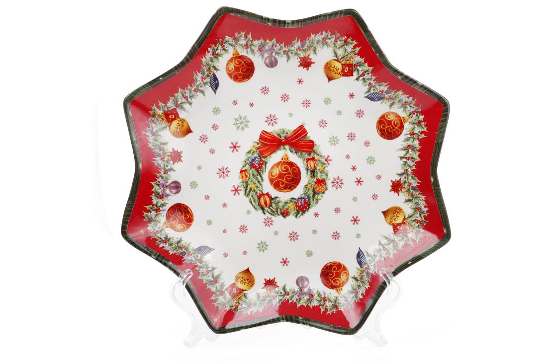 Блюдо фарфоровое BonaDi Рождественский орнамент 25 см (498-222)