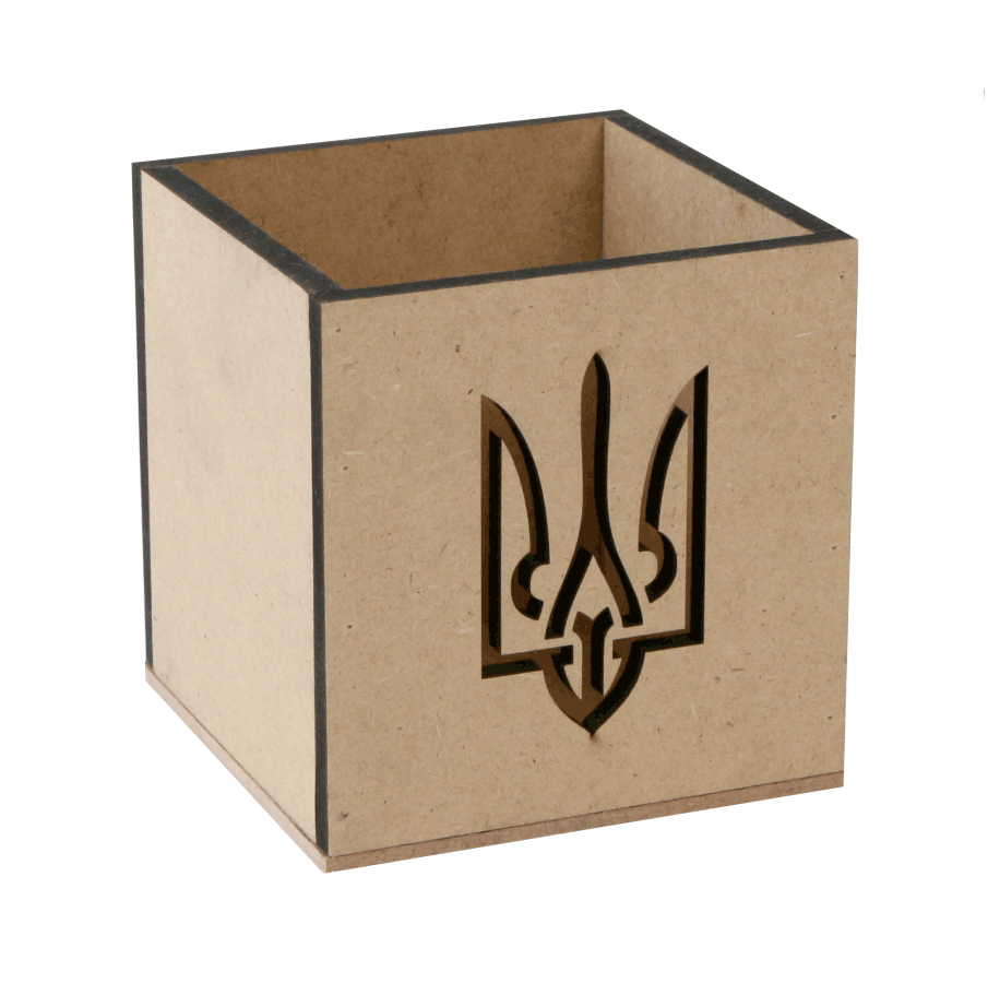 Стакан для декупажа Rosa Talent Тризуб 2 МДФ 10х10х10 см (4823100251006)