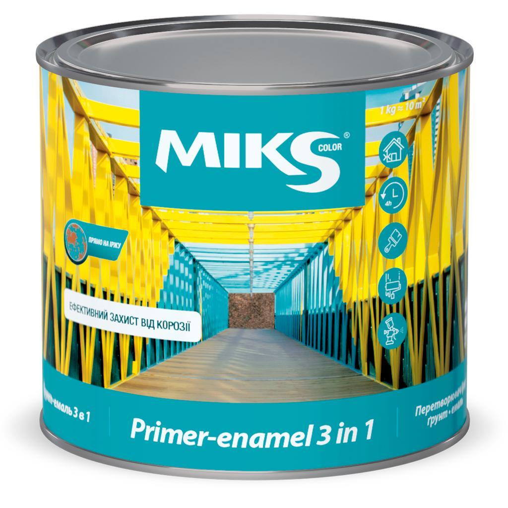 Грунт-эмаль алкидная MIKS Color 3 в 1 антикоррозионная 2,3 кг RAL 8017 Шоколадно-коричневый (2493674125)