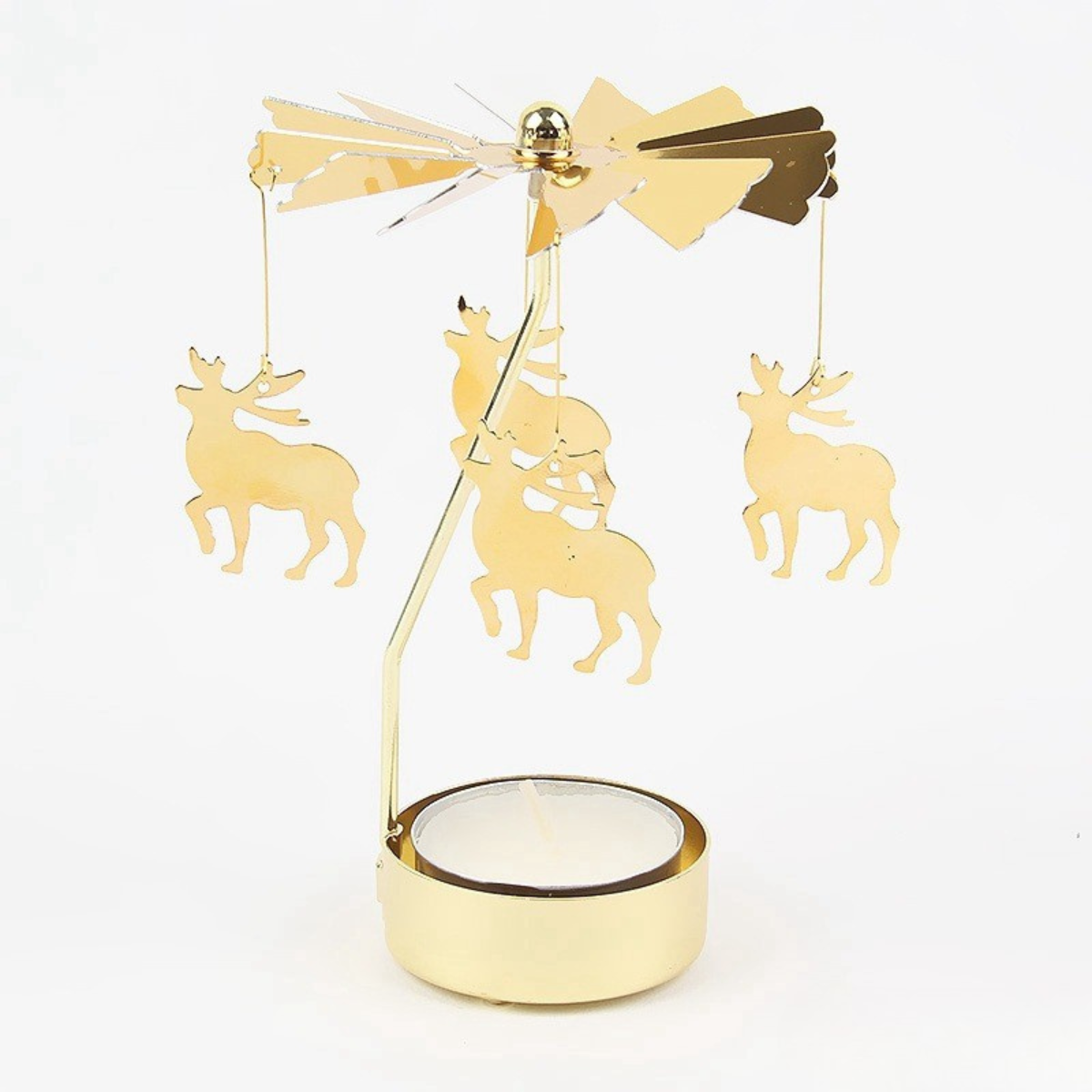 Декоративний свічник-карусель з фігурками ElegantAtix Олені Золотистий (2815)