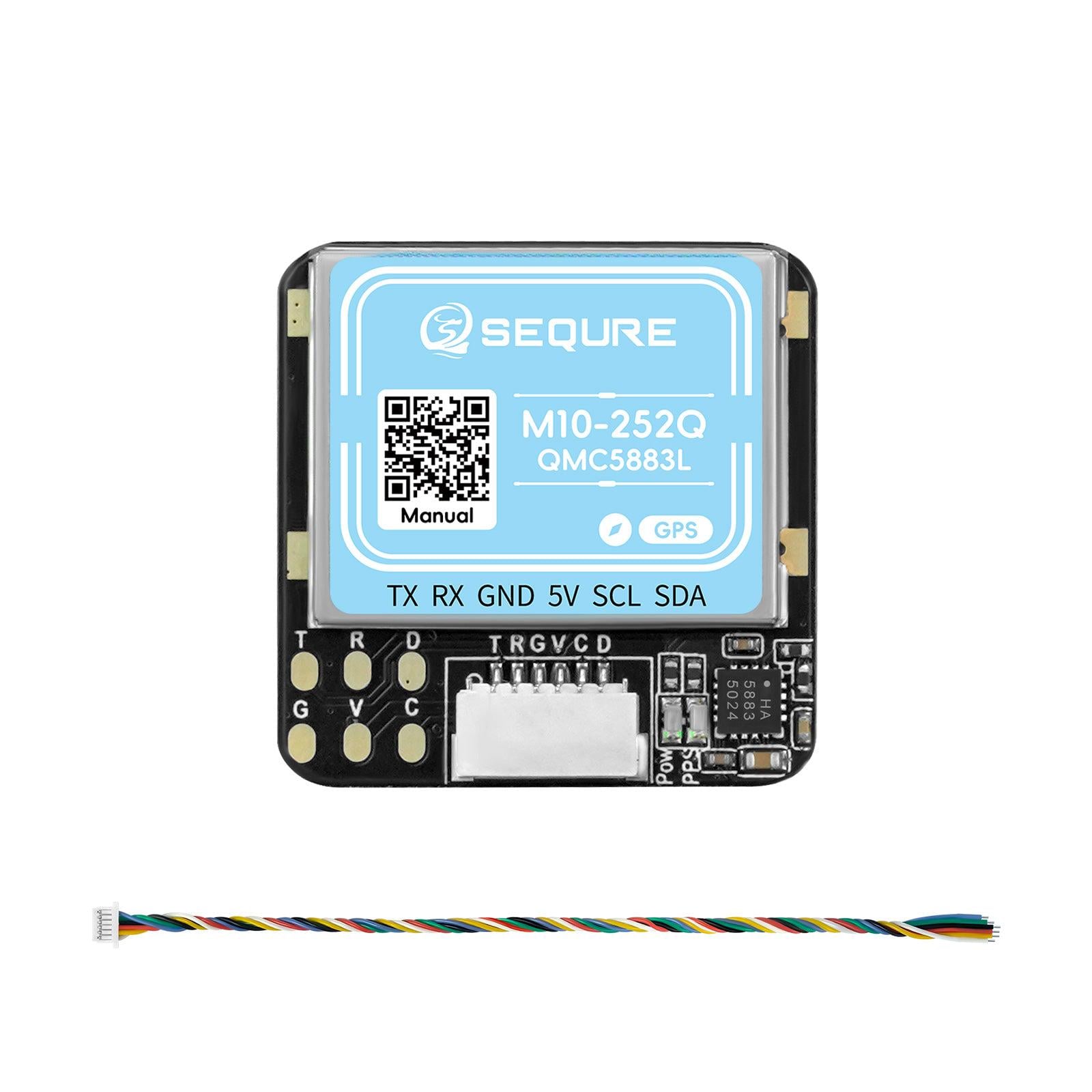Модуль GPS для дрона SEQURE M10-252Q GNSS компас QMC5883L 25x25x8,2 мм 12 г (00-00028809)