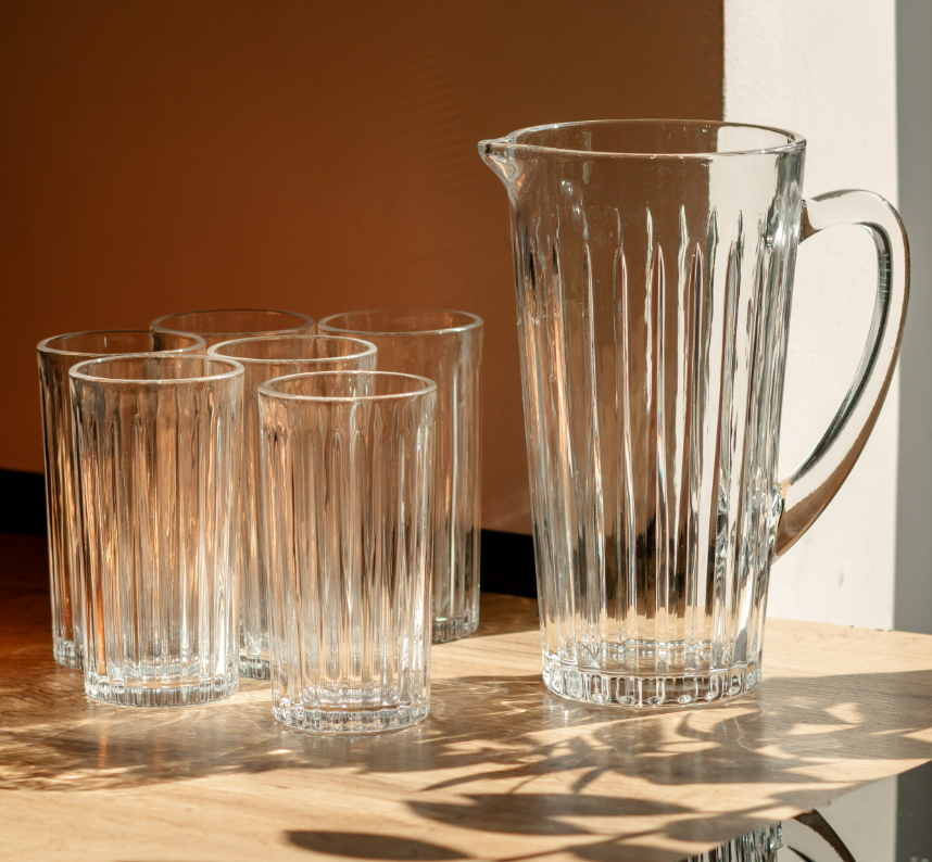 Набор из толстого стекла кувшин и стаканов 6 шт. Прозрачный - фото 6