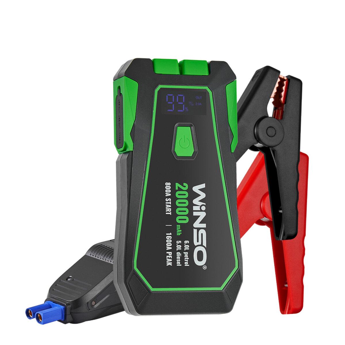 Пусковий пристрій WINSO Jump Starter 800A/1600A 20000mAh зі Smart-клемами з функцією Power Bank