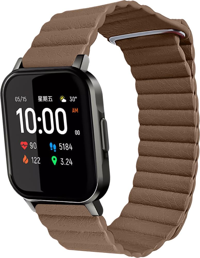 Ремешок кожаный Genis для Haylou Smart Watch 2 LS02 Brown (26508-30)