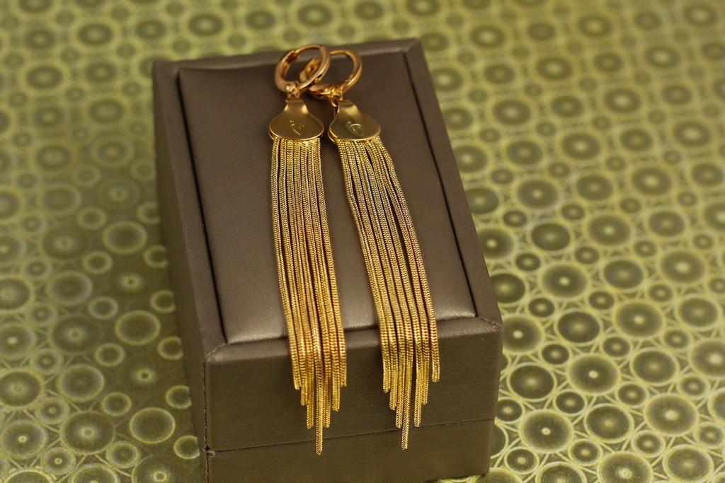 Серьги подвески Xuping Jewelry Семь лучей 9 см Золотистый (2190445535)