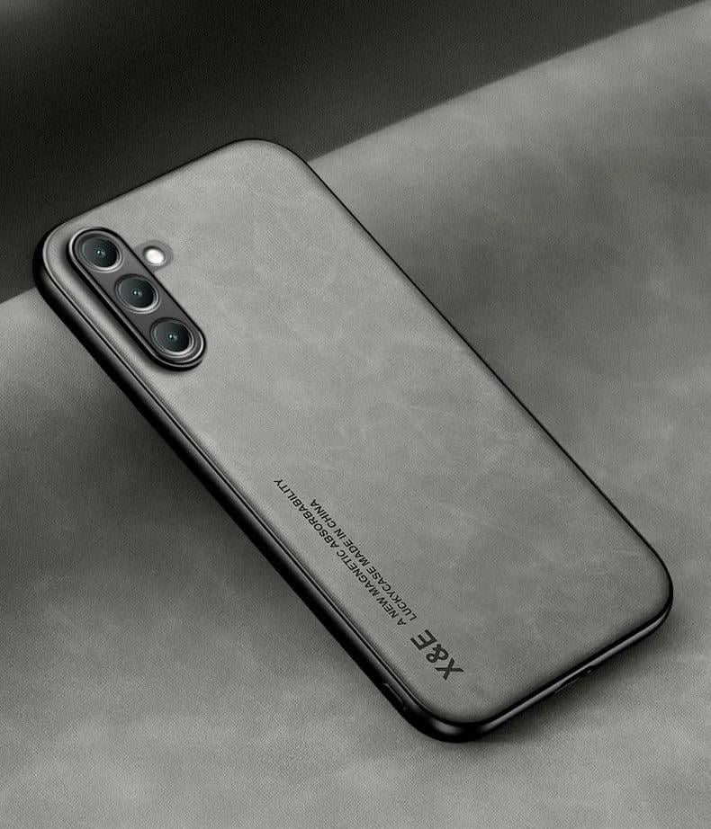 Кожаный чехол XnE Samsung Galaxy S23 FE S711 с металлической вставкой Grey (38246-33) Кожаный чехол XnE Samsung Galaxy S23 FE S711 с металлической вставкой Grey (38246-33)