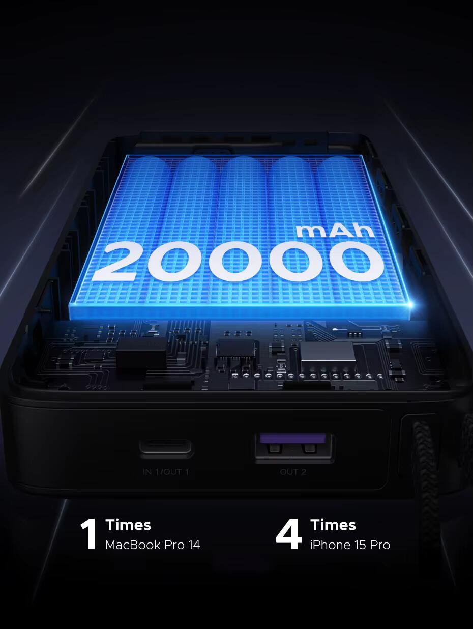 Повербанк UGREEN PB550 20000 mAh PD3.0 65W 67 Вт Grey (55996) - фото 17 Повербанк UGREEN PB550 20000 mAh PD3.0 65W 67 Вт Grey (55996) - фото 17