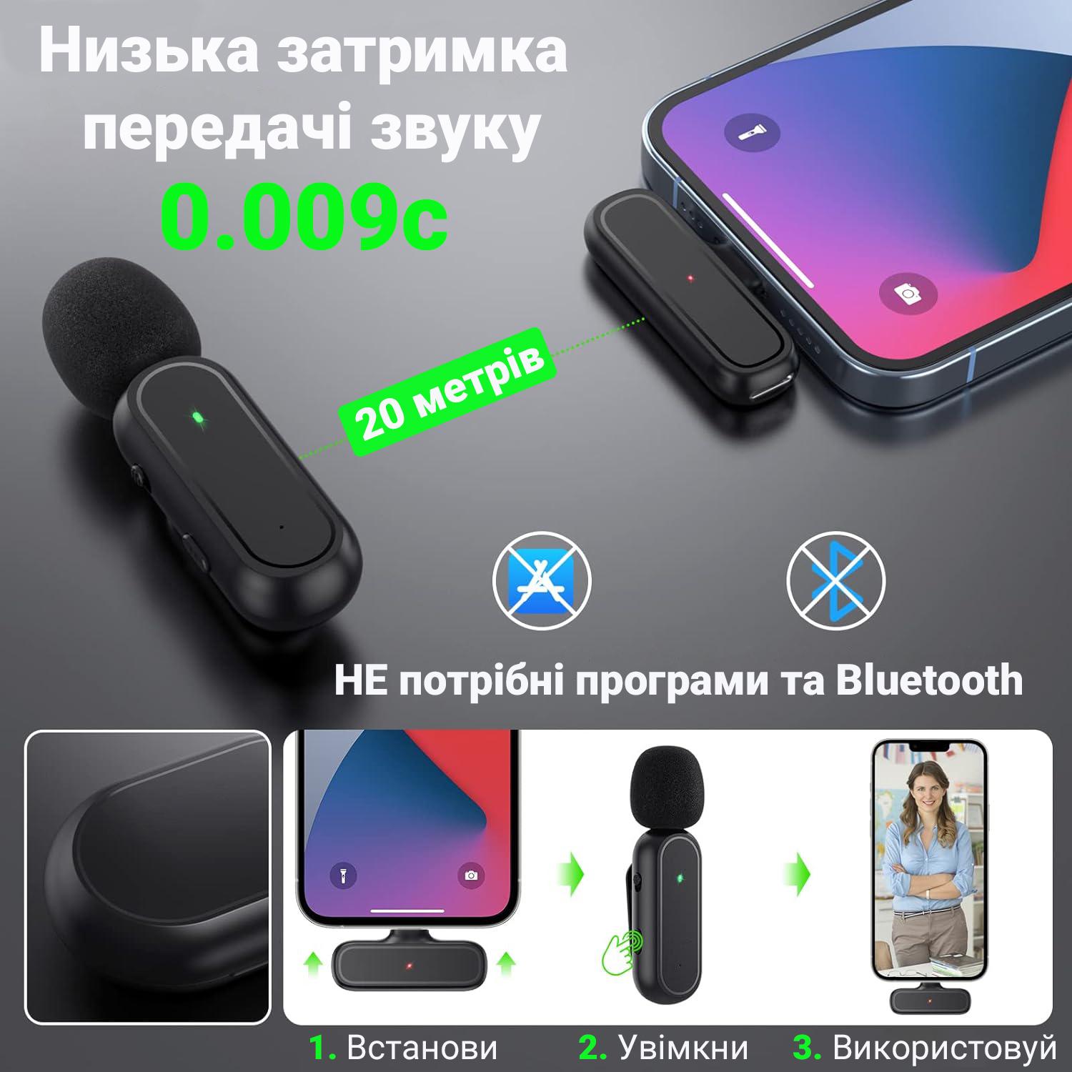 Мікрофон петличний Savetek P33 Type-C для смартфонів/планшетів бездротовий до 20 м з зарядним кейсом - фото 12