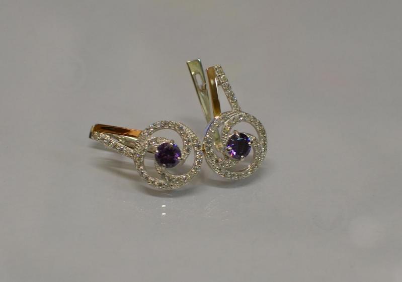Серебряные серьги Sil 115s-2 Фиолет (Sil-864)