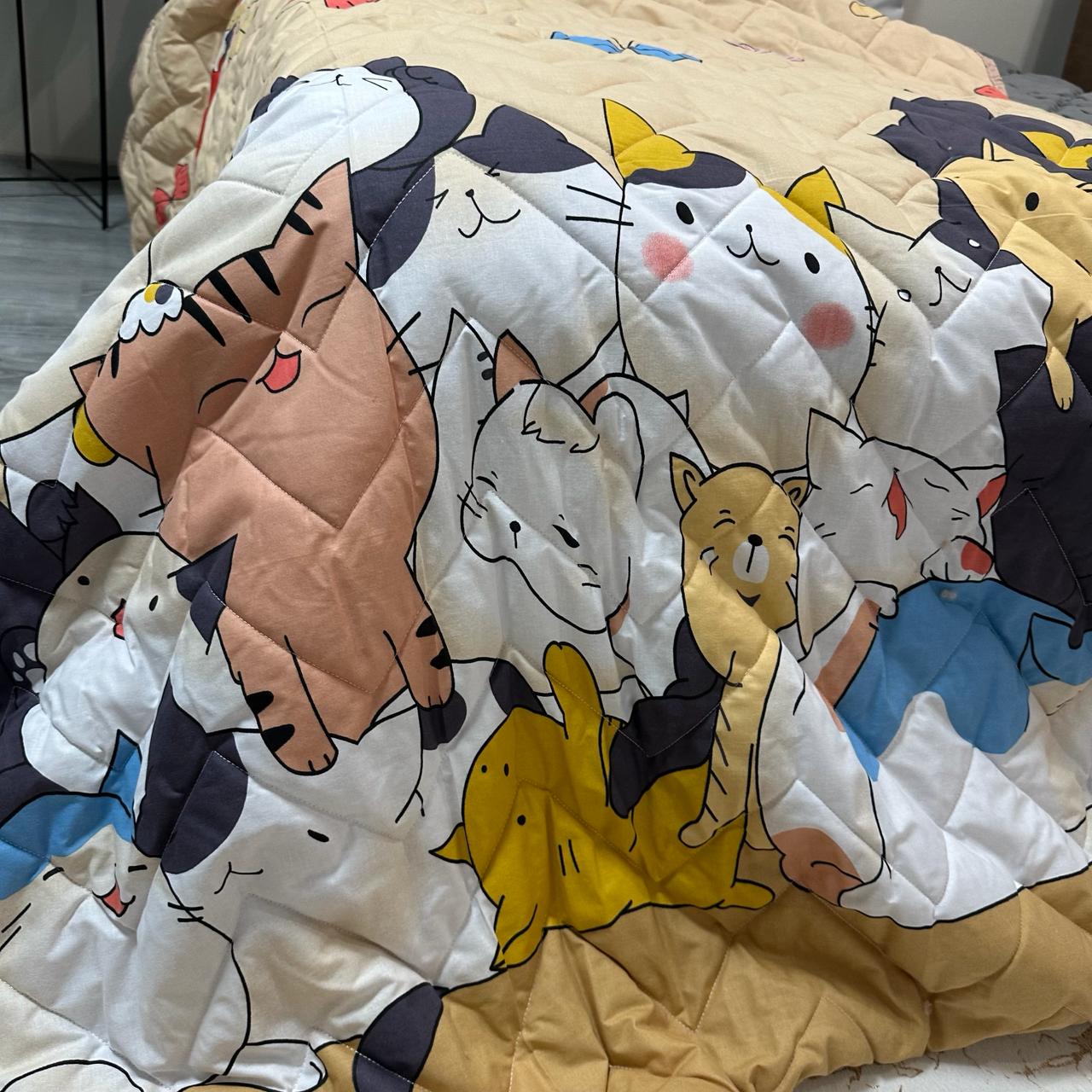 Покрывало-одеяло детское двустороннее Кошки 150х210 см Бежевый (P-DL-3) - фото 5