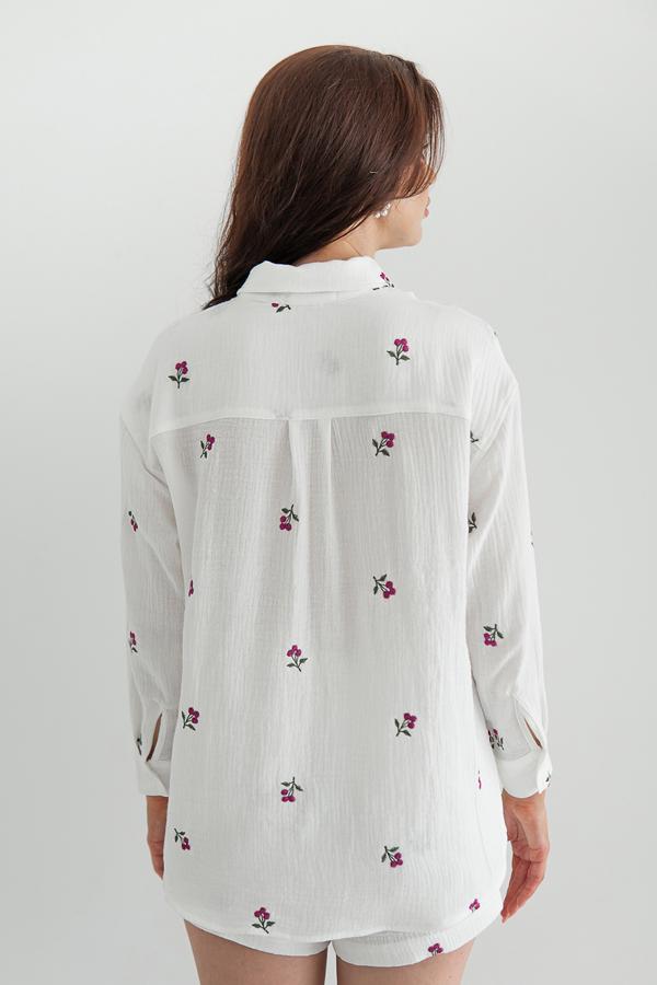 Сорочка з вишивкою Forli з мусліну M/L Blueberry (ML0058-39-60) - фото 4 Сорочка з вишивкою Forli з мусліну M/L Blueberry (ML0058-39-60) - фото 4