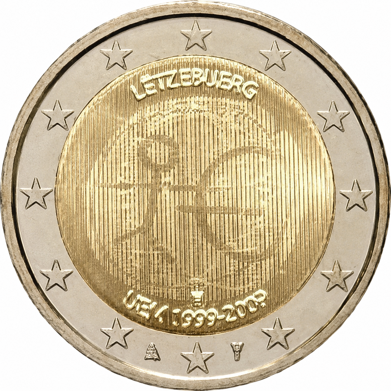 Коллекционная монета Люксембург 2 Евро-2009 10 лет союза UNC (KM#107)