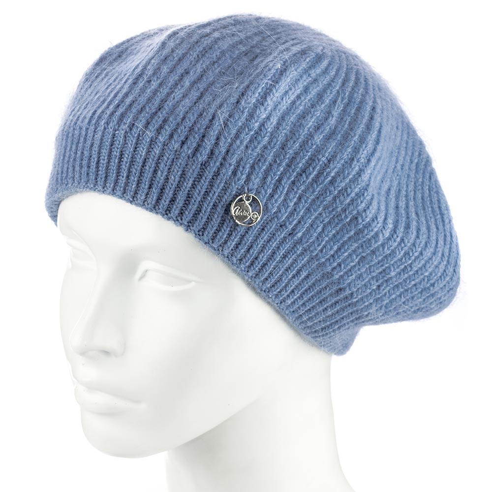 Берет женский ангоровый Atrics WH911 с узором двойной Джинсовый