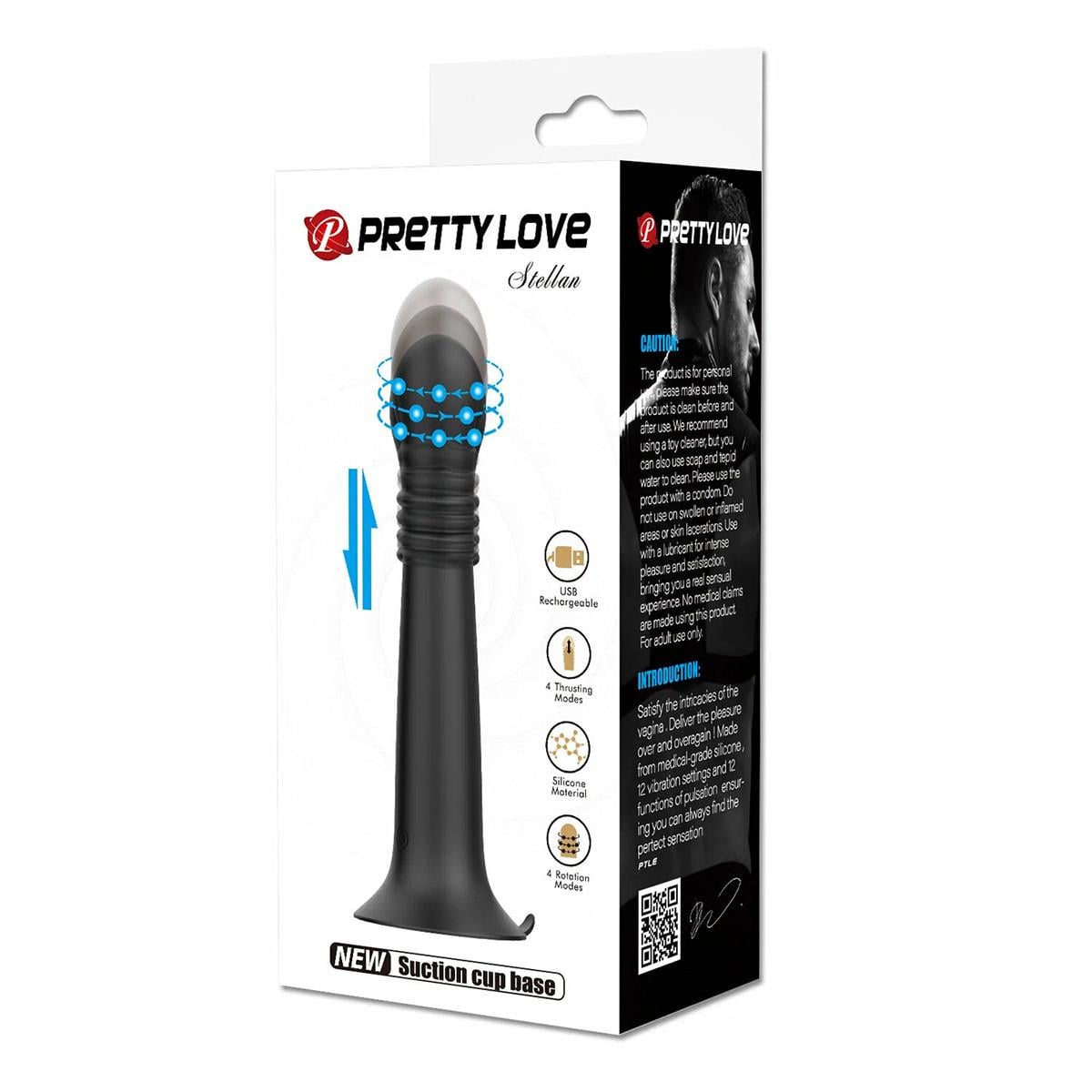 Стимулятор анальний ротаційно-поступальний Pretty Love Stellan USB 19x3,6 см Black (OL014-BL)