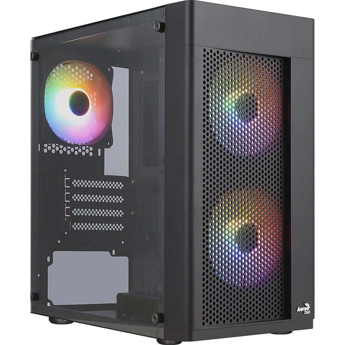 Корпус для ПК AeroCool Hexform-G-BK-v2 Mini-Tower no PSU MicroATX/Mini-ITX FRGB Black (ACCS-PV38033.11)