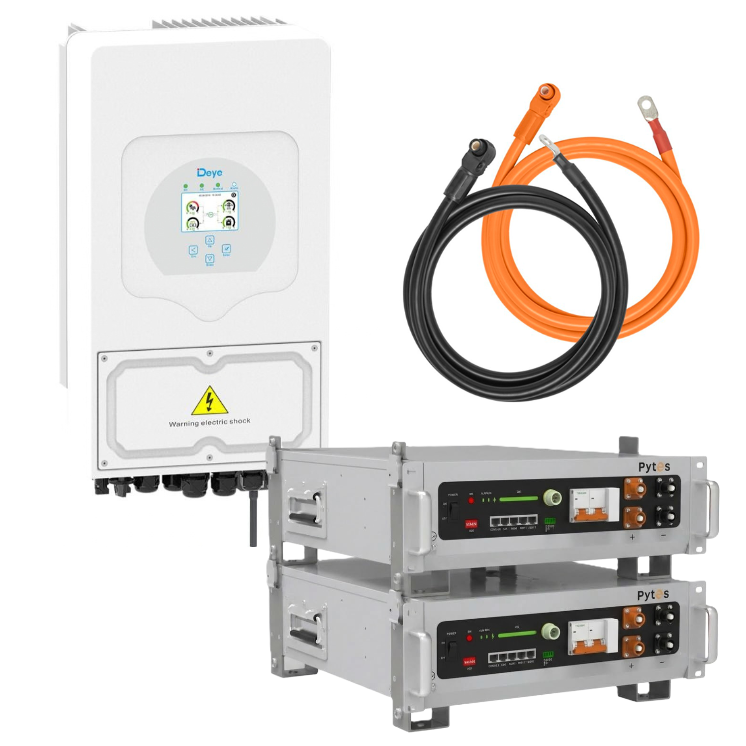 Комплект автономного энергоснабжения Deye SUN-5K-SG05LP1-EU 5 кВт и Pytes V5°α Plus H+ 2 шт. 5,12 кВт/год LiFePO4