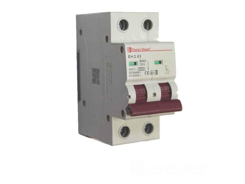 Автоматический выключатель Electro House 63A 2 полюса EH-2.63 (805737)