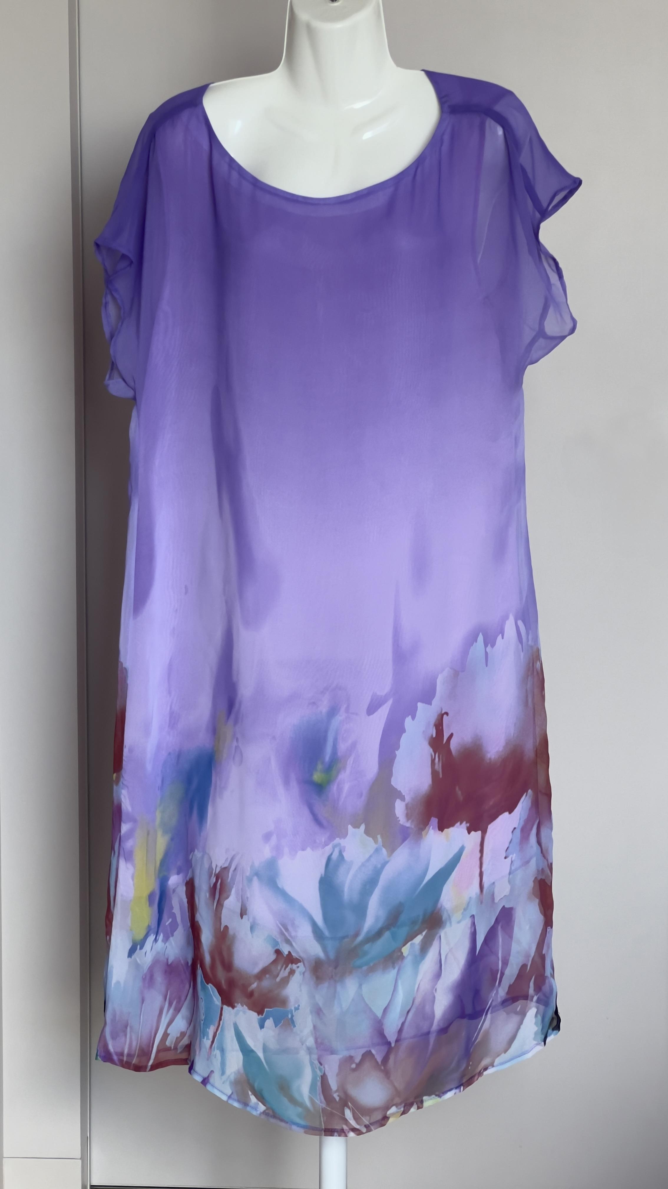 Сарафан з абстрактним квітковим принтом 3XL Фіолетовий - фото 1