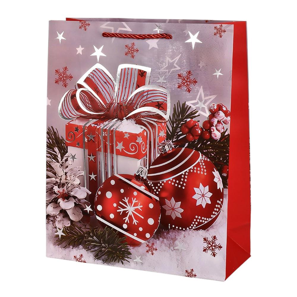 Пакет с новогодним дизайном Stenson Christmas toys 18х23х8 см Красный (R98687-S)