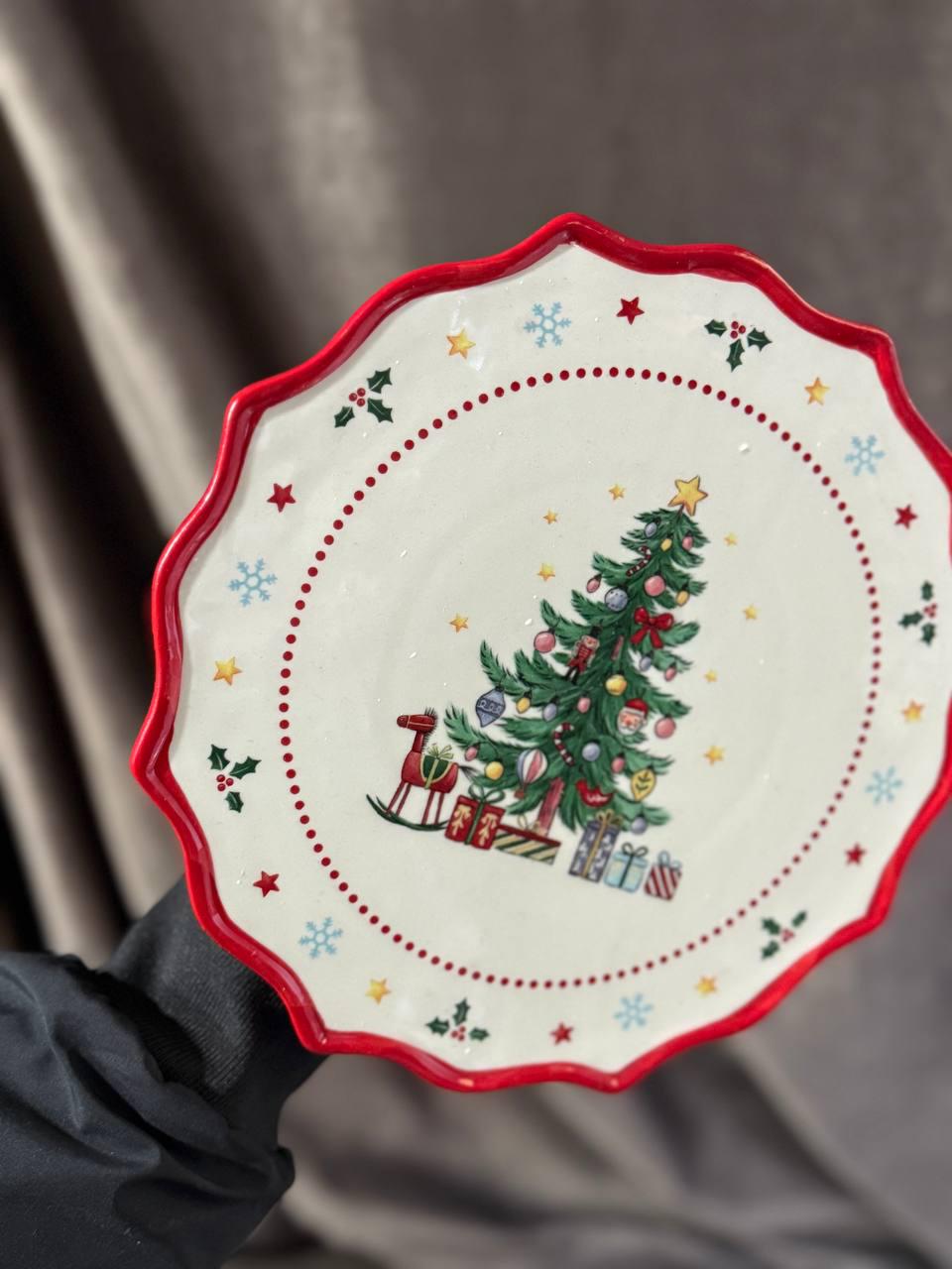 Тортівниця на ніжці новорічна YIWU New Year з порцеляни 21 см (CR-1-6) - фото 6 Тортівниця на ніжці новорічна YIWU New Year з порцеляни 21 см (CR-1-6) - фото 6