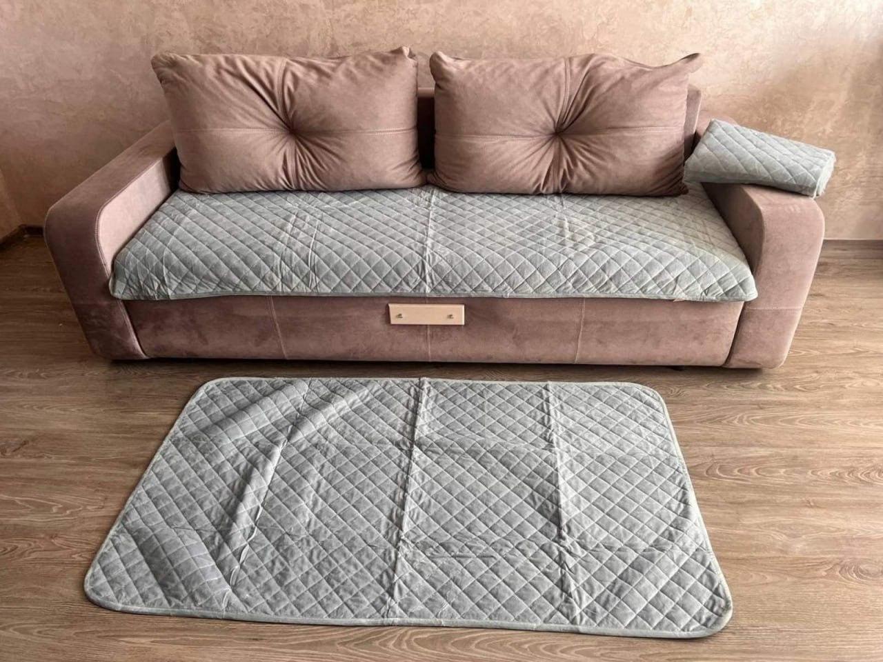 Комплект Дивандек покрывало 90х210 см/накидки 2 шт. 90х160 см Серый (П4К-am-divandek-0029)