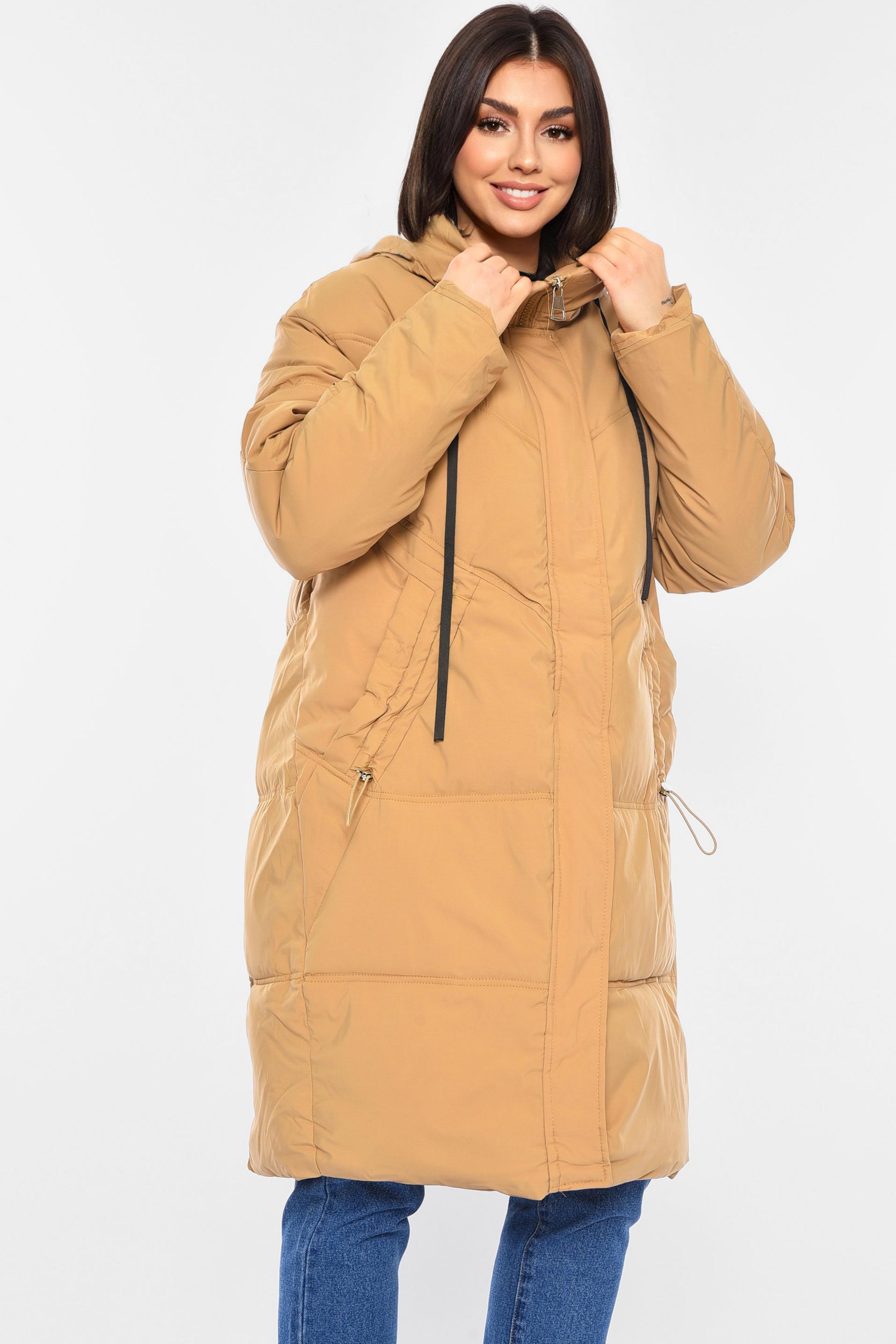 Куртка женская зимняя 4XL Бежевый (193689) - фото 2 Куртка женская зимняя 4XL Бежевый (193689) - фото 2