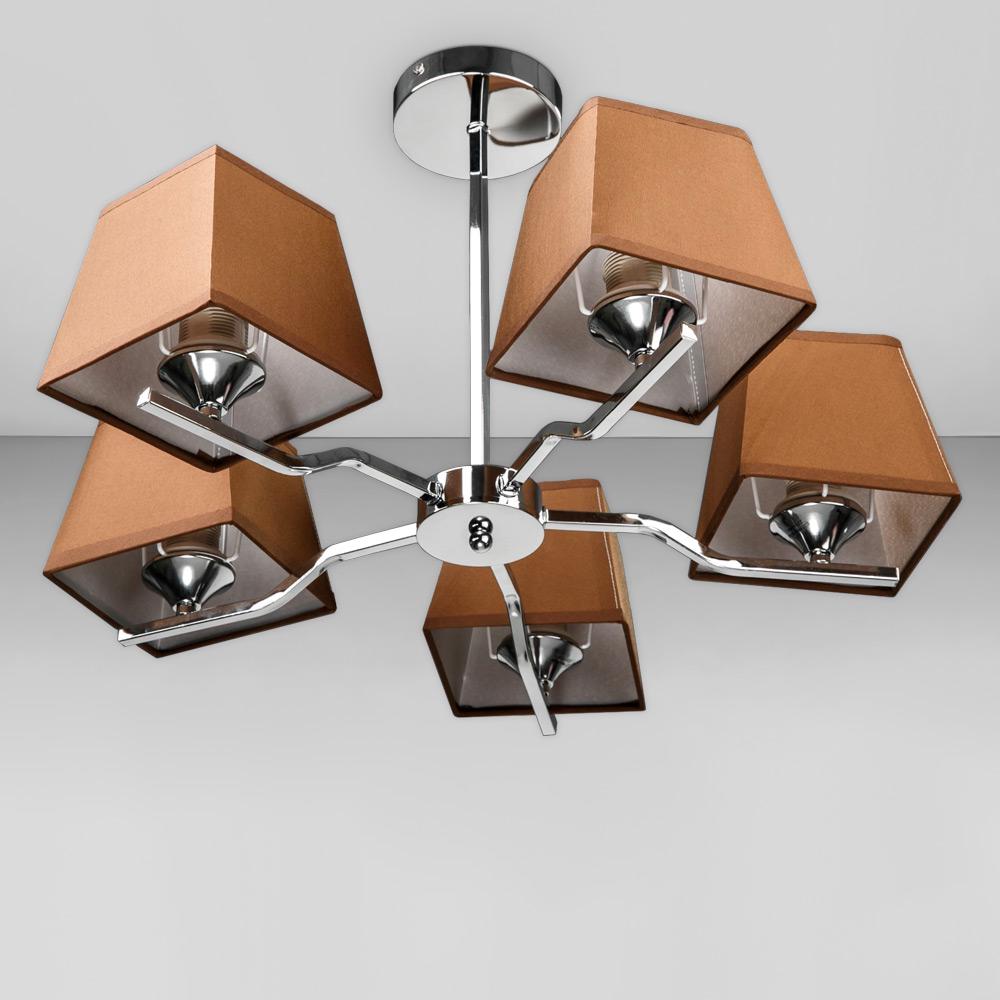 Люстра потолочная с абажуром Light House DL-18375/5 Хром/Коричневый