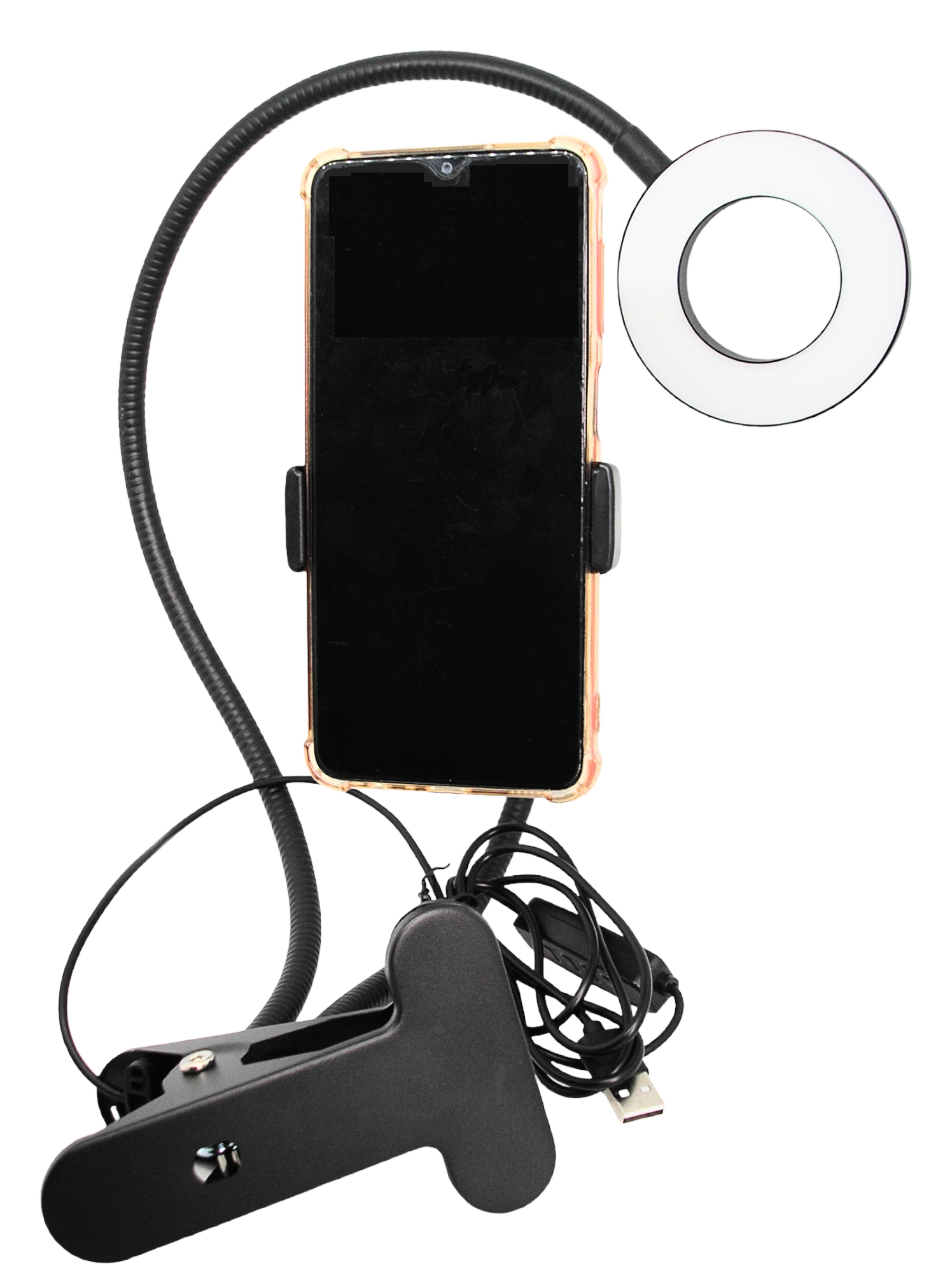 Лампа селфі LED 2в1 та кільце з тримачем для телефону і прищіпкою (10187821)