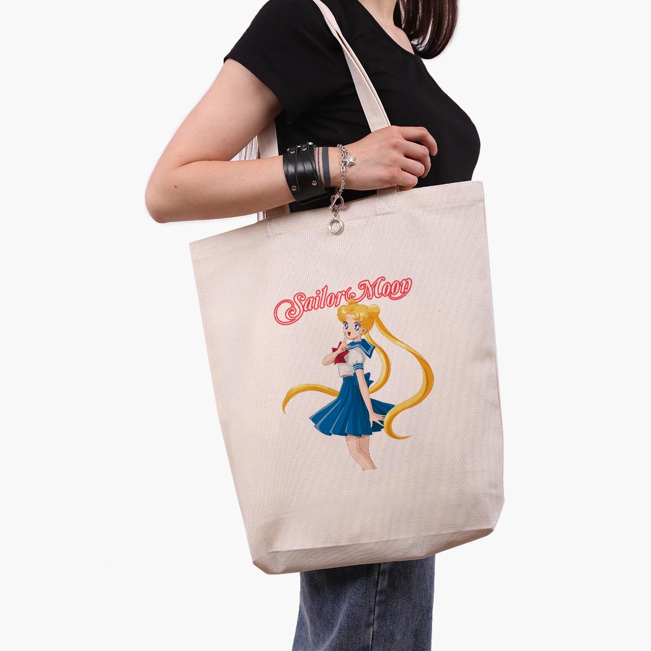 Эко сумка шоппер Sailor Moon 41x39x8 см Бежевый (9227-2928-WTD)