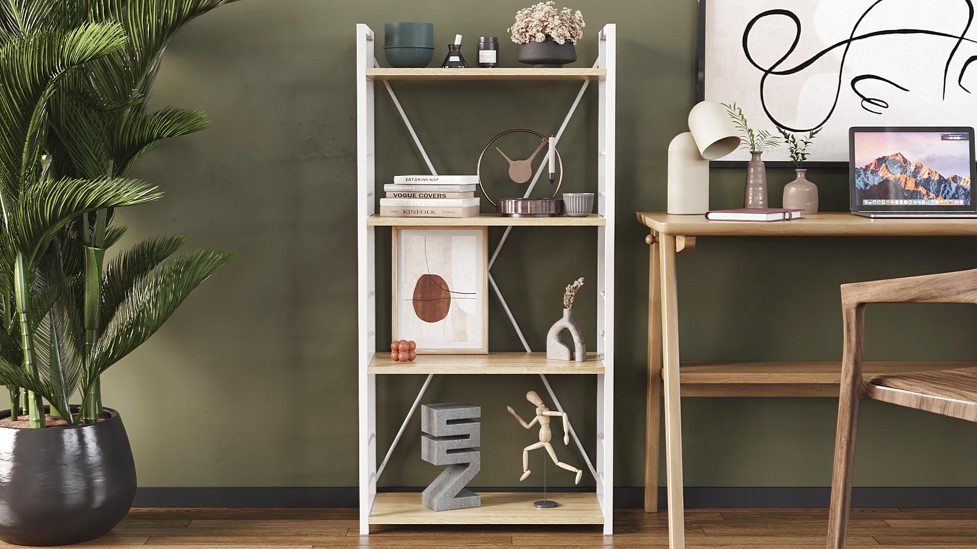 Этажерка Ferrum-decor Коннект 4/60 ДСП 16 мм 120x60x28 см Белый/Дуб Сонома (FRD-104245)