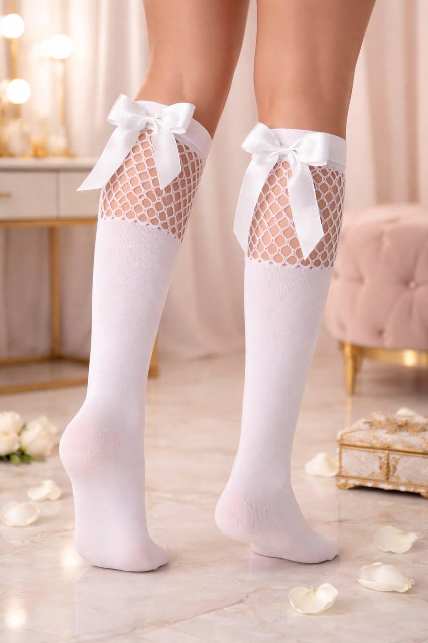 Гольфы для девочки Day Mod сетка с бантом 6-12 лет Белый (2242031)