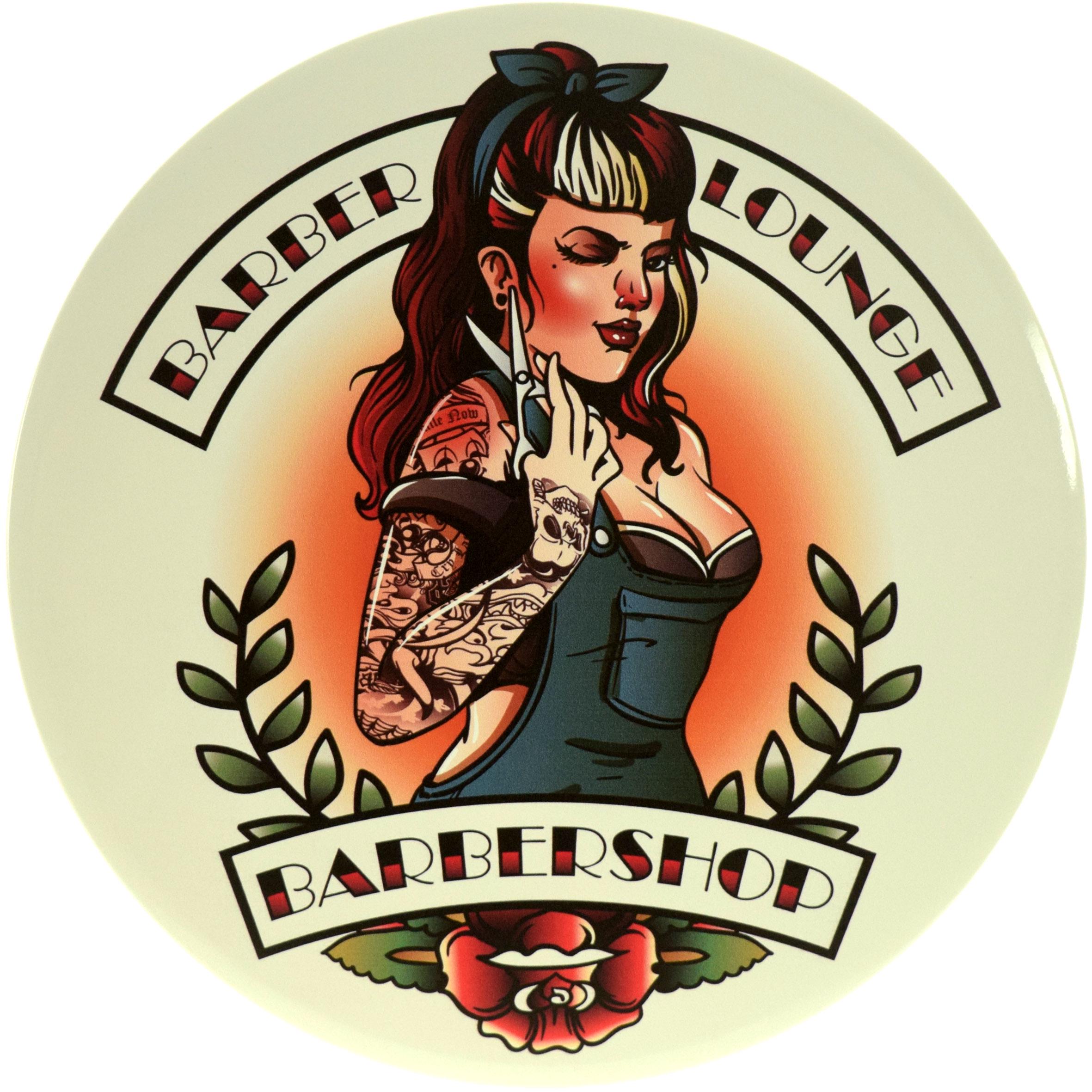 Табличка металлическая "Barber Shop Barber Lounge" 30 см (ms-104164)