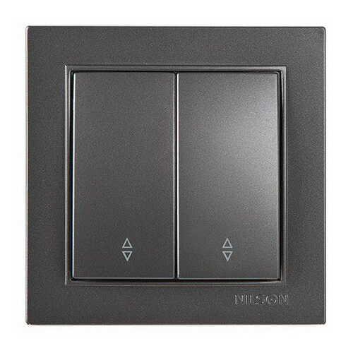 Вимикач двоклавішний Nilson Thor прохідний Антрацит (27161009)