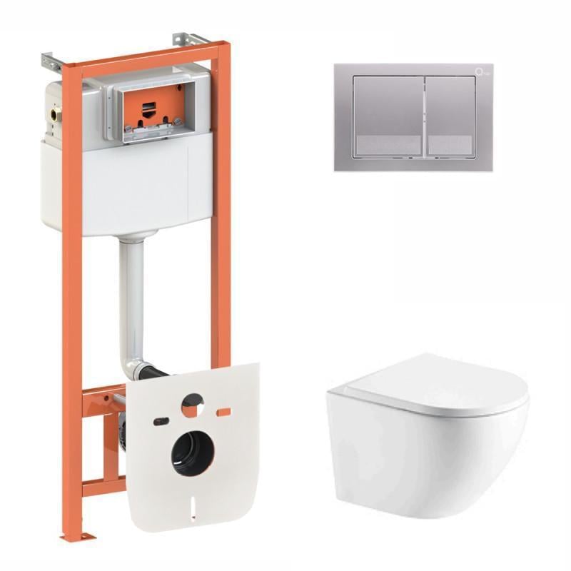 Инсталляция Q-tap 3в1 Nest QT0133M425 с панелью смыва QT0111M06029SAT + унитаз с сиденьем Robin QT1333046ENRW (10403)