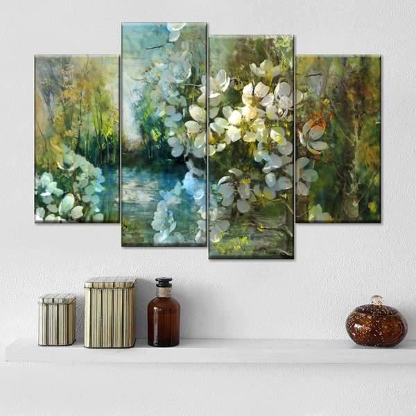 Модульная картина KIL Art цветение абрикосового дерева из четырех частей 129x90 см (M4_L_49)