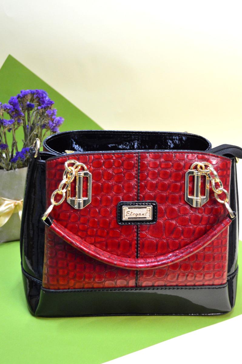Жіноча сумка Elegant лакова Червоно-чорний (1156)