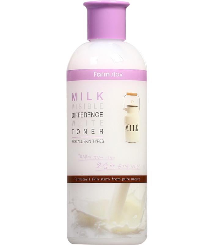Тонер с молочным экстрактом Farmstay Milk Visible Difference White Toner осветляющий 350 мл (8809514480177)