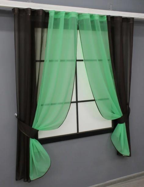 Занавеска на кухню шифон 265х170 см Венге/Изумрудный (017к) - фото 5 Занавеска на кухню шифон 265х170 см Венге/Изумрудный (017к) - фото 5