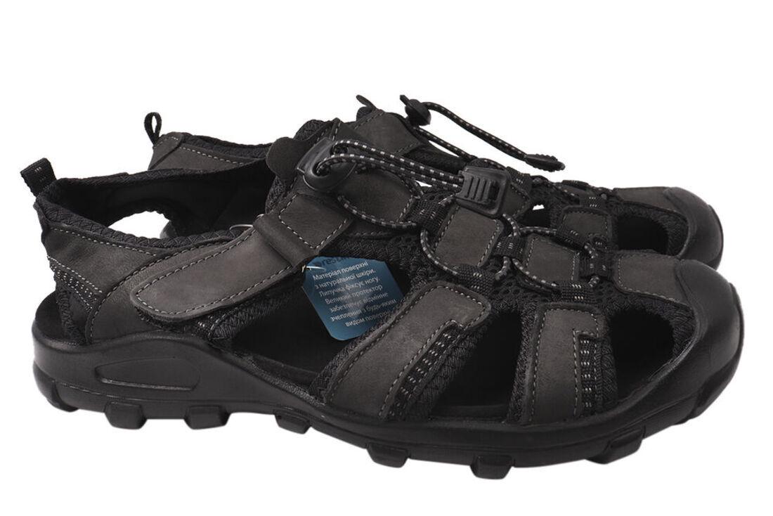 Босоножки мужские Restime из кожи на низком ходу р. 41 Черный (186-21LBS)