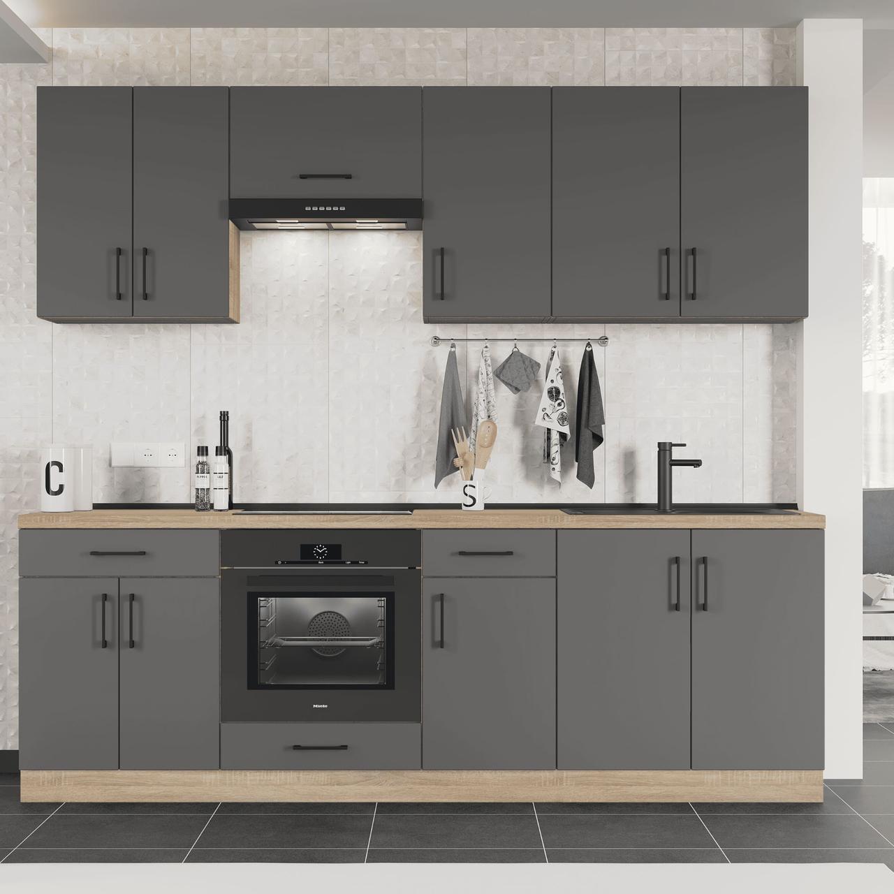 Комплект кухни К-7 Эверест Оптима со столешницей 2,4 м Графитовый (ЕК-25030)