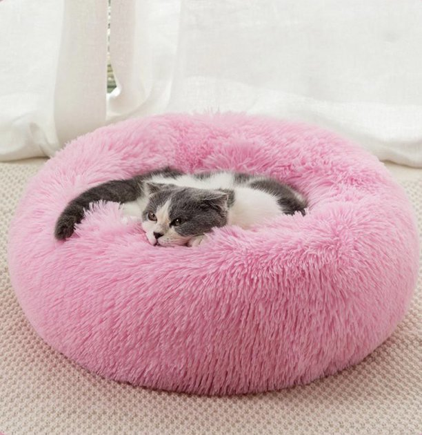 Лежак лежанка для котів та собак Incor 100 см штучне хутро Рожевий (100-8) - фото 5