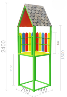 Вежа Tobi Sho металева вулична з дахом та дерев'яними перилами 700х700х2400 мм - фото 2