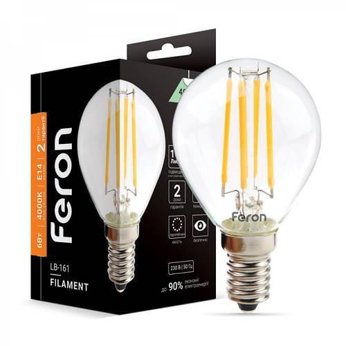 Лампа світлодіодна Feron Filament LB-161 P45 6W E14 4000K (27844462)