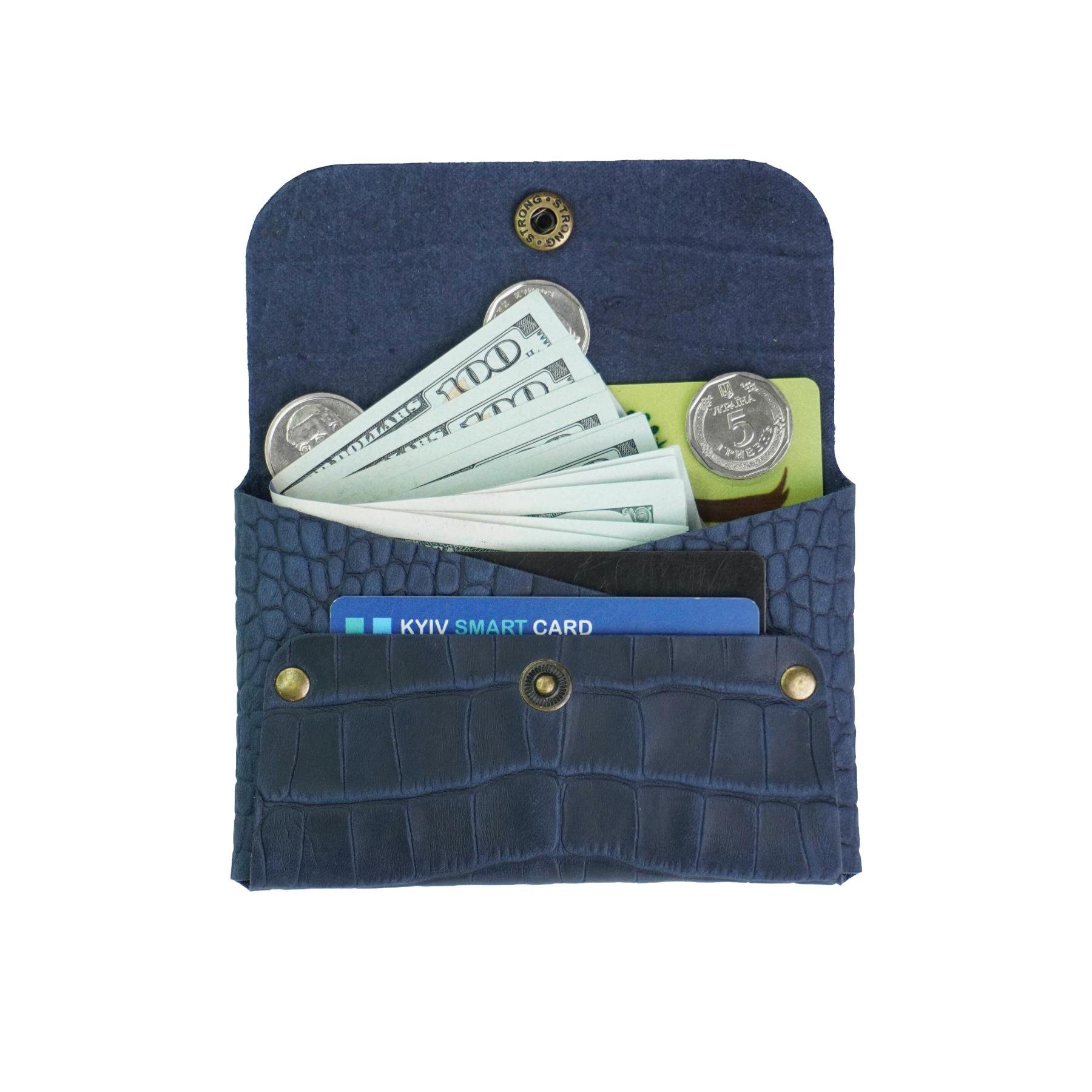 Кошелек кожаный Крокодил Mini-02 Синий - фото 5 Кошелек кожаный Крокодил Mini-02 Синий - фото 5