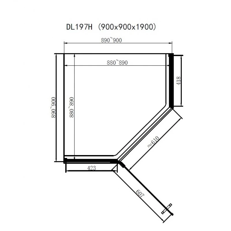 Душова кабіна Dusel DL197H п'ятикутна/прозоре скло 90х90х190 см Chrome (519791) - фото 4