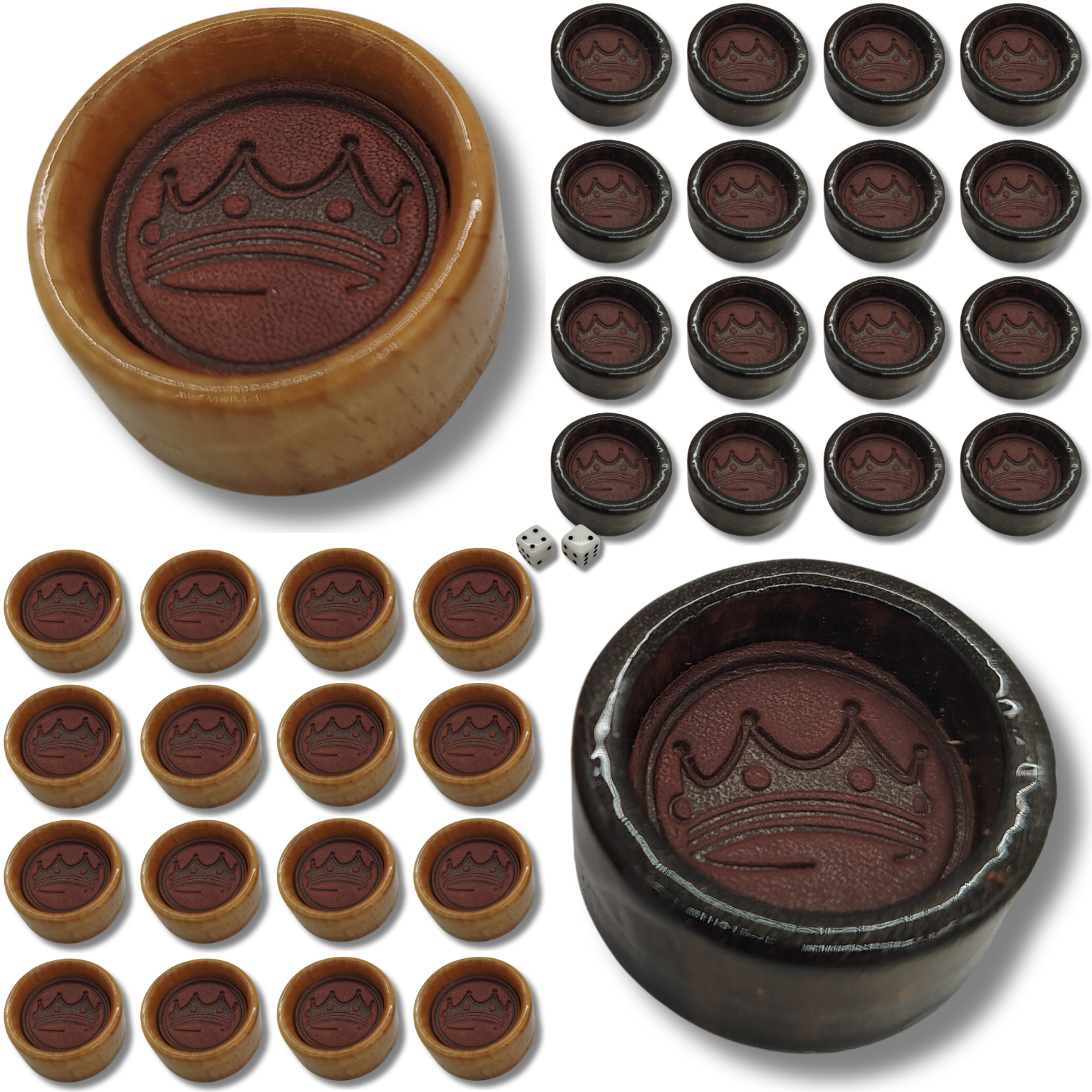 Фішки для нард штамп №5 зі шкіряною вставкою 25х12 мм (33732410)