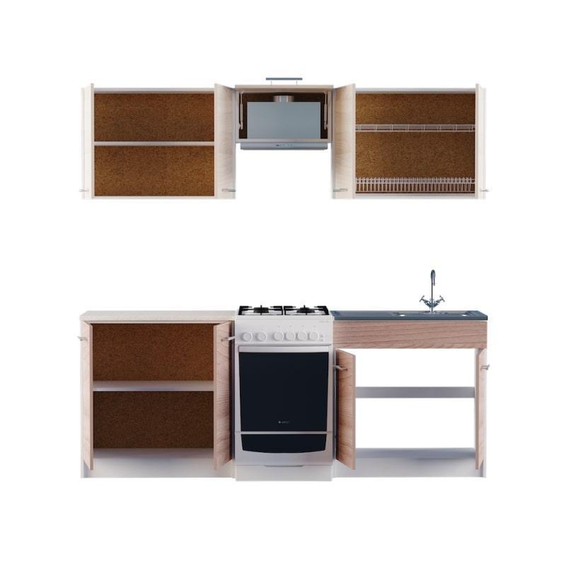 Готовая кухня модульная Эверест Эко набор №10 2,1 м Ясень шимо-темный/Шимо-светлый (DTM-2948) - фото 2